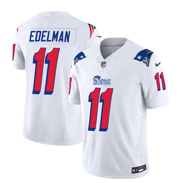 Men's New England Patriots #11 Julian Edelman White 2023 F.U.S.E. Vapor Limited Football Stitched Jersey